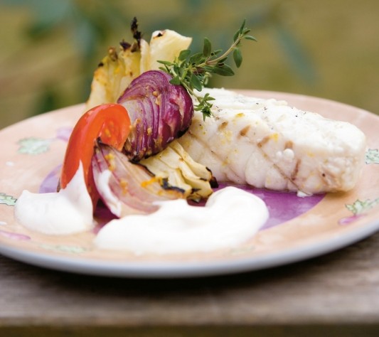 Citrusmarinerad-hälleflundra